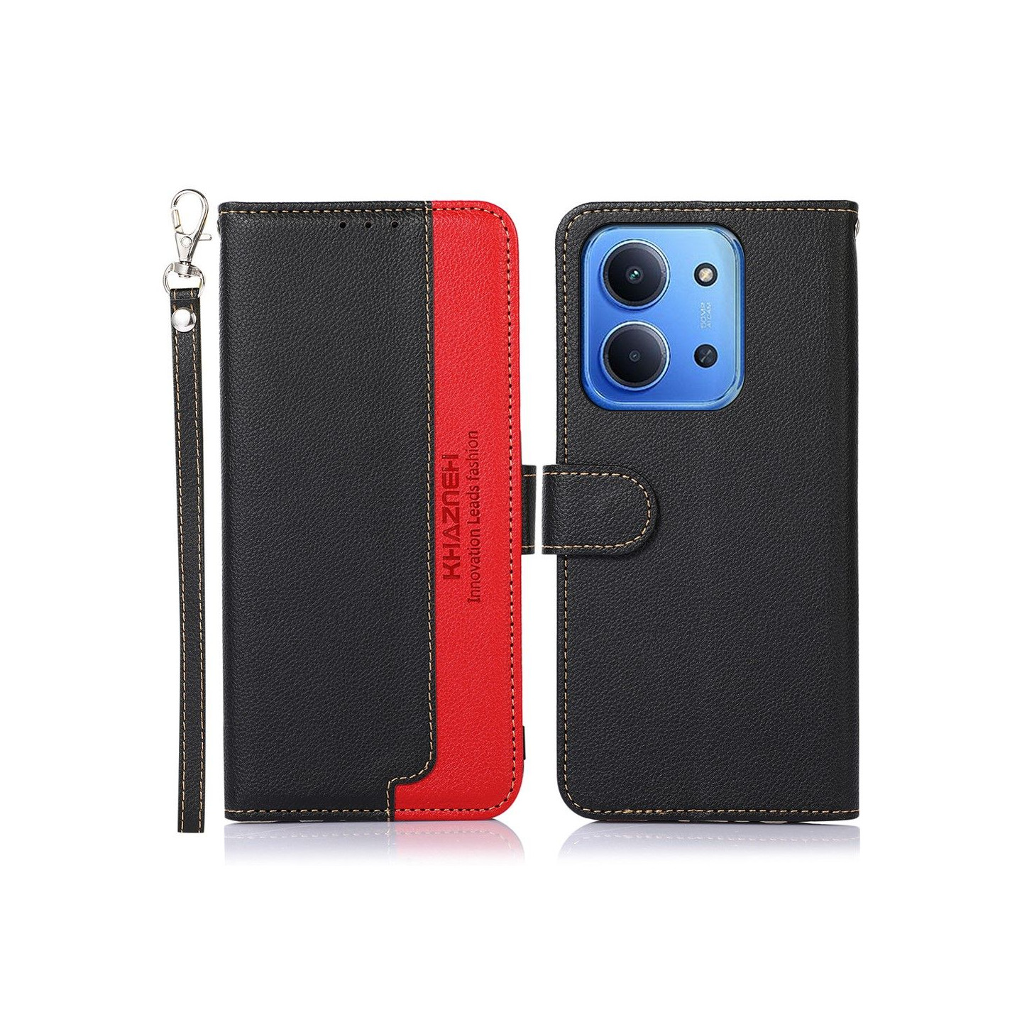 KHAZNEH Plånboksfodral till Xiaomi Redmi 15C - Svart-Röd