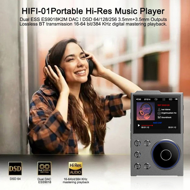 T10 2,4 tuuman näyttö HiFi-musiikkisoitin Äänitallennin Bluetooth FM-radio 16 Gt tallennustila
