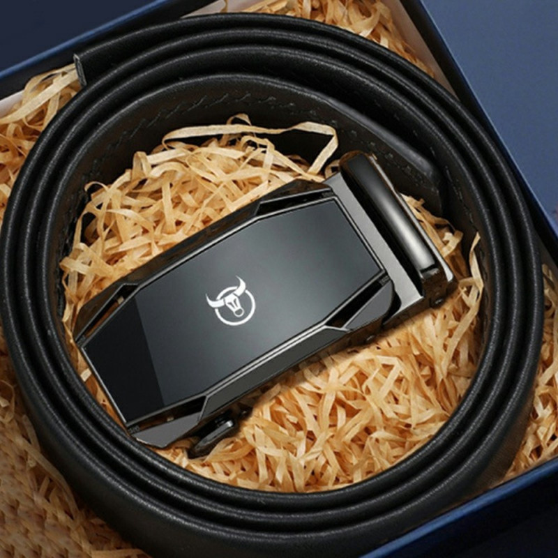 BULLCAPTAIN 130cm bælte i talje med automatisk spænde i kohud, anløben