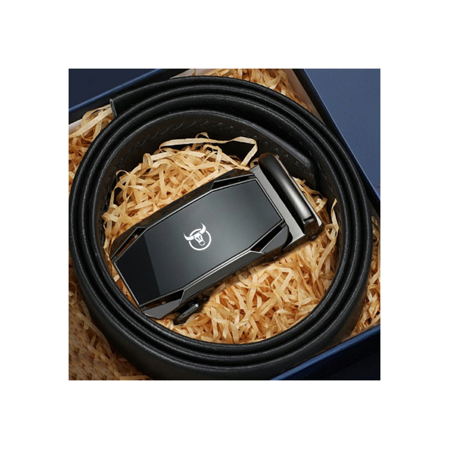 BULLCAPTAIN 130cm bælte i talje med automatisk spænde i kohud, anløben