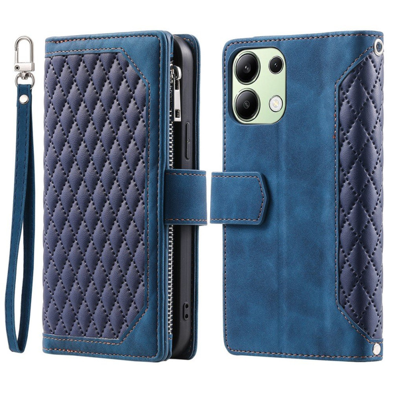 För Xiaomi Redmi 15C Zipper Wallet Case Rhombus Stitching Line Telefonfodral