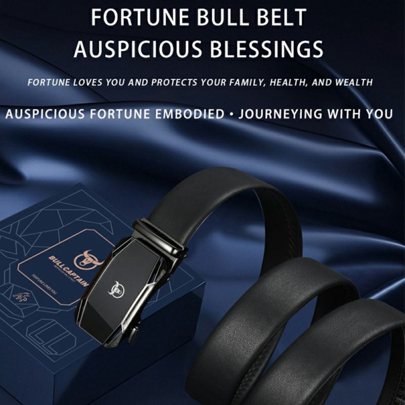 BULLCAPTAIN 130cm bælte i talje med automatisk spænde i kohud, anløben