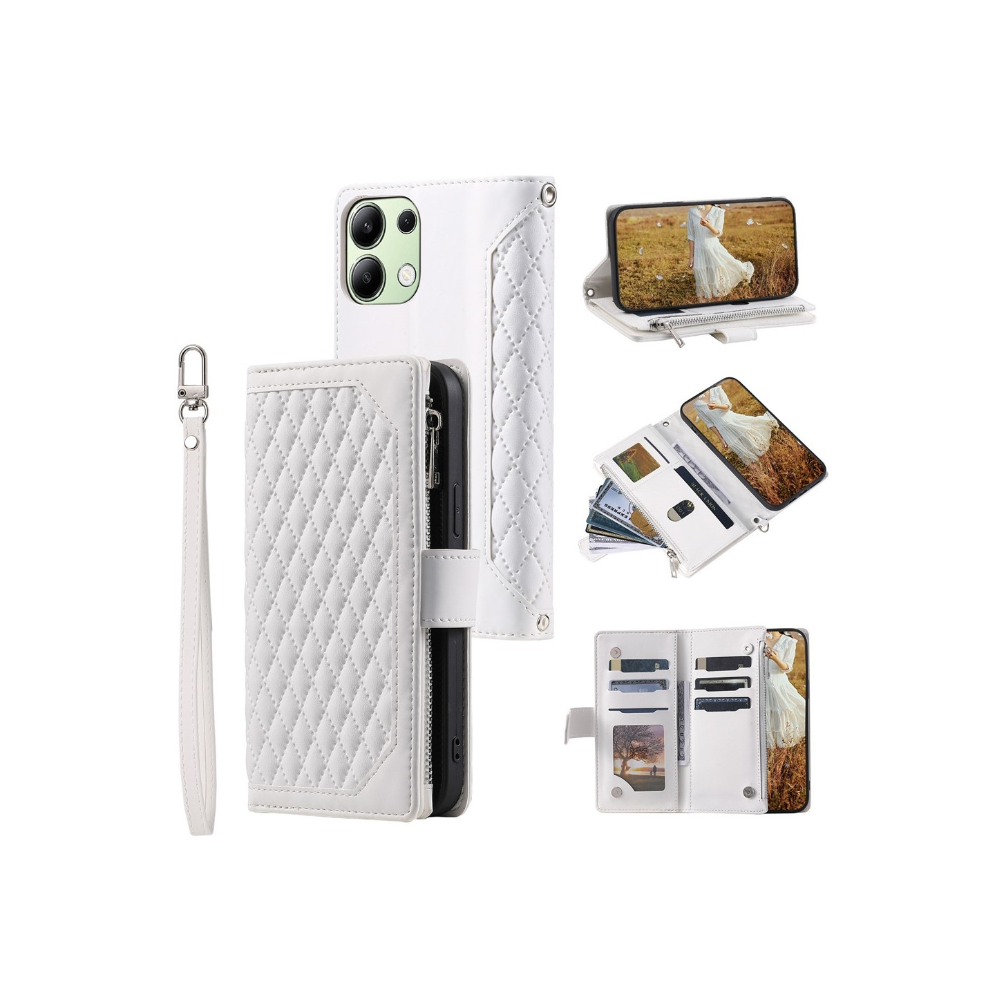 For Xiaomi Redmi 15C Zipper Wallet Case Rhombus Phone Cover