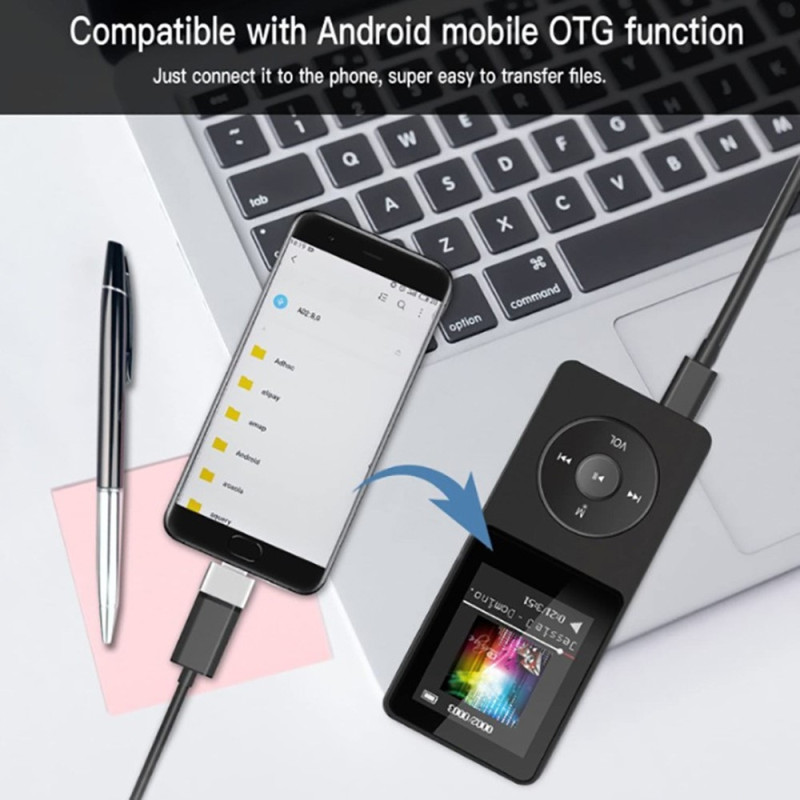 T1 1,8" skjerm MP4-musikkspiller Bluetooth E-bok FM-radio (inkl. 64 GB minnekort)