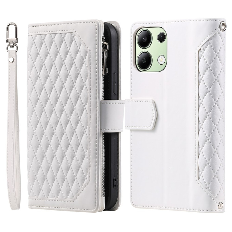 För Xiaomi Redmi 15C Zipper Wallet Case Rhombus Stitching Line Telefonfodral