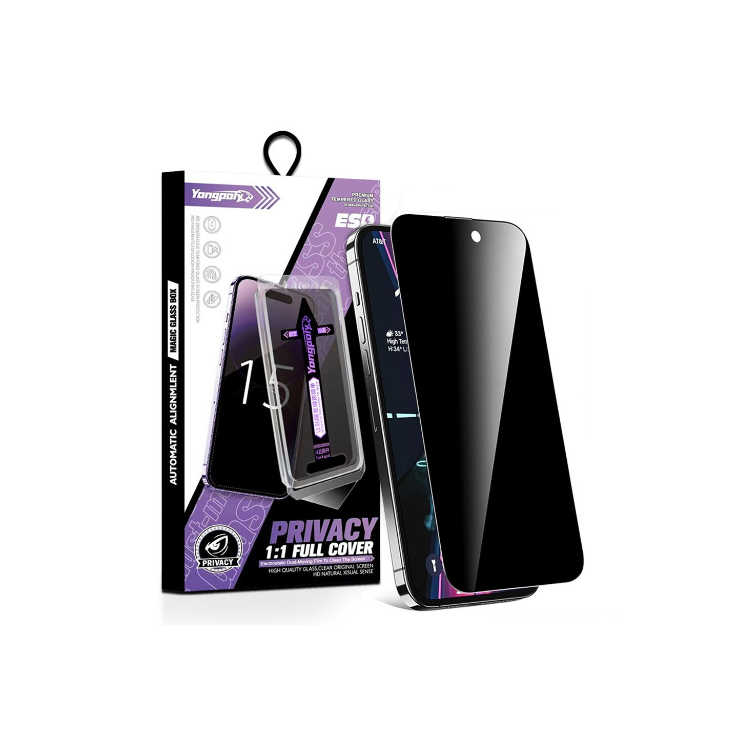 For iPhone Air  Anti-Spy Privacy Skjermbeskytter i Herdet Glass