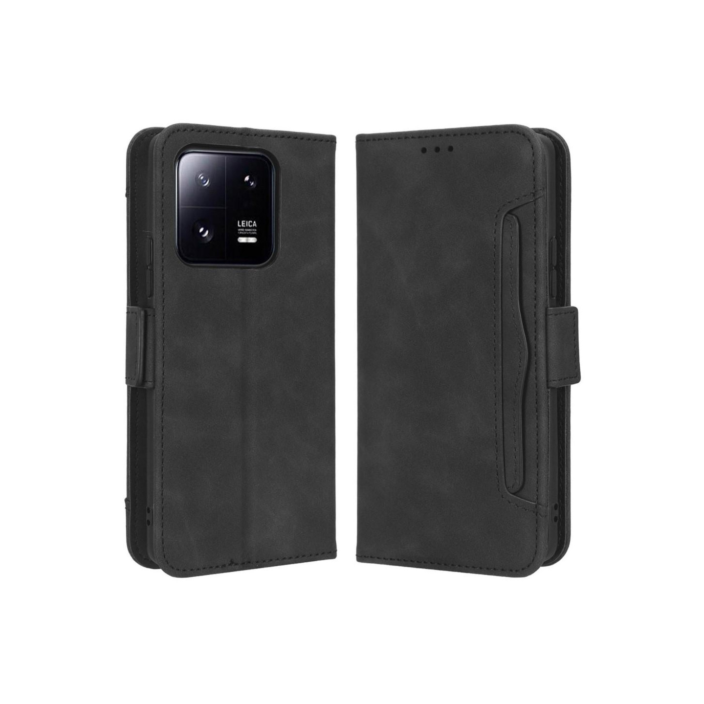 Xiaomi 13 Pro Multiple Card Slots Phone Wallet Case - Black