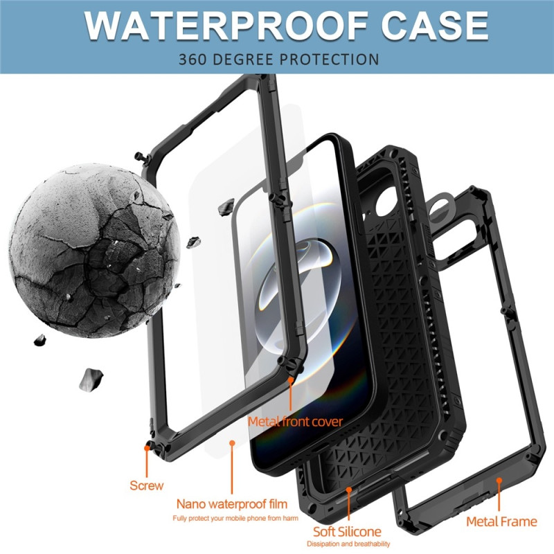 IP68 Waterproof Case for iPhone 17e / 16e Metal + Silicone with Screen Protector