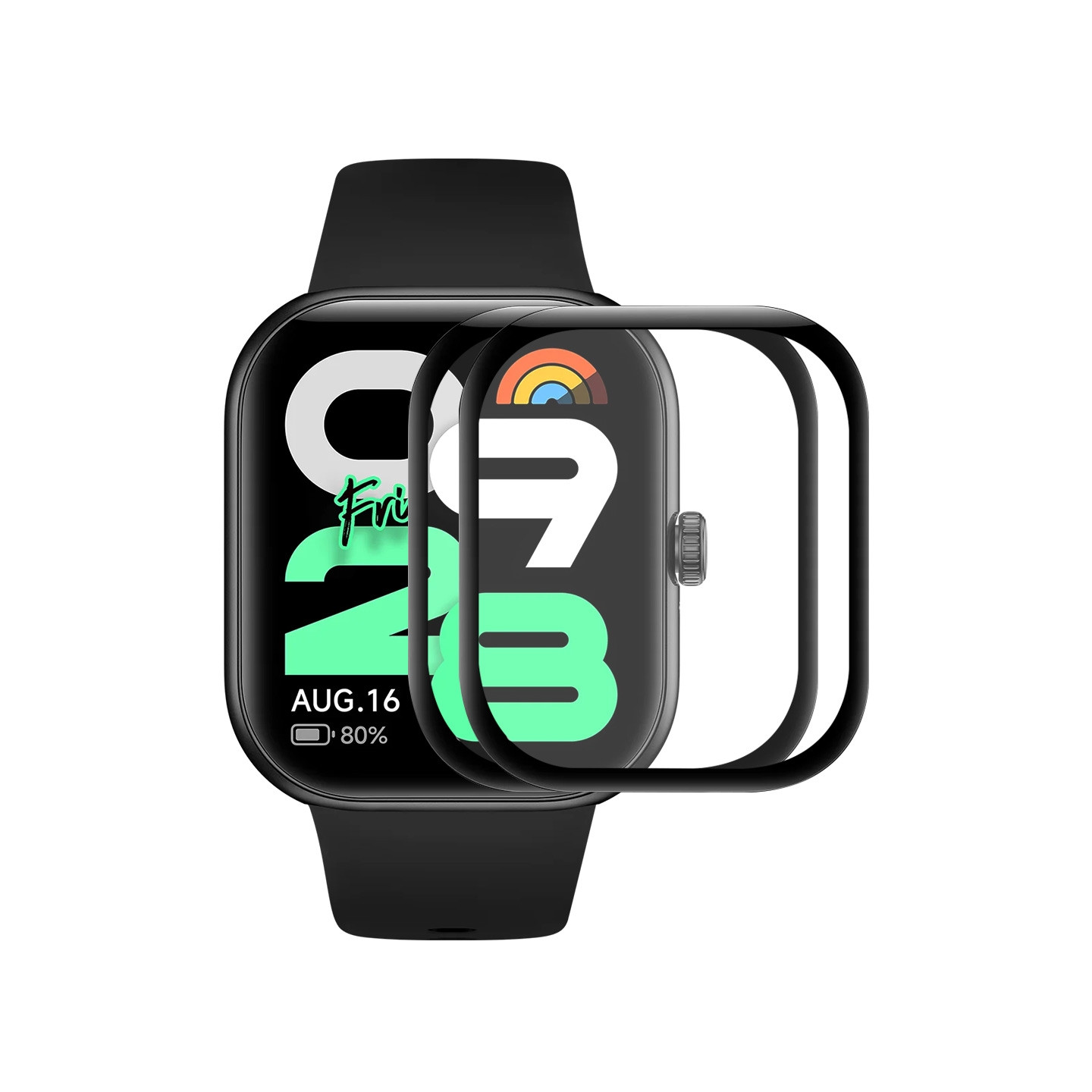 For Xiaomi Redmi Watch Move 2Pcs Screen Protector ENKAY 3D Curved PC + PMMA Ultra Clear Film - Black