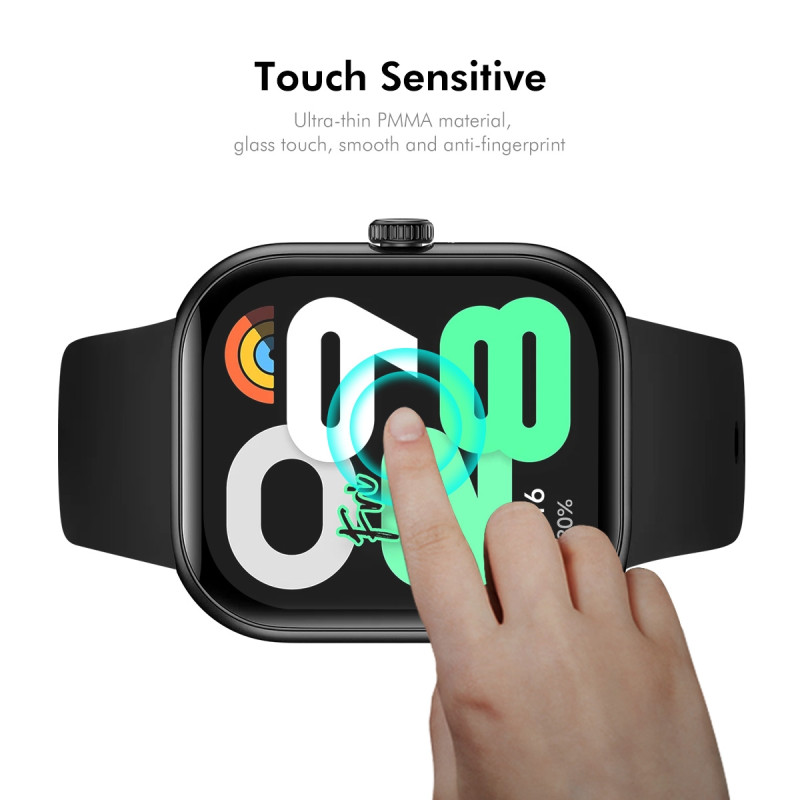 Til Xiaomi Redmi Watch Move 2stk Skærmbeskytter ENKAY 3D Buet PC + PMMA Ultraklar Film - Sort