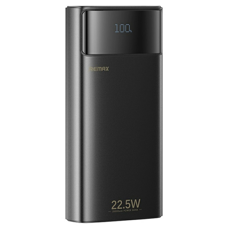 REMAX FC-12 20000mAh Powerbank Indbyggede USB-C/USB/iP-kabler med LED-lommelygte