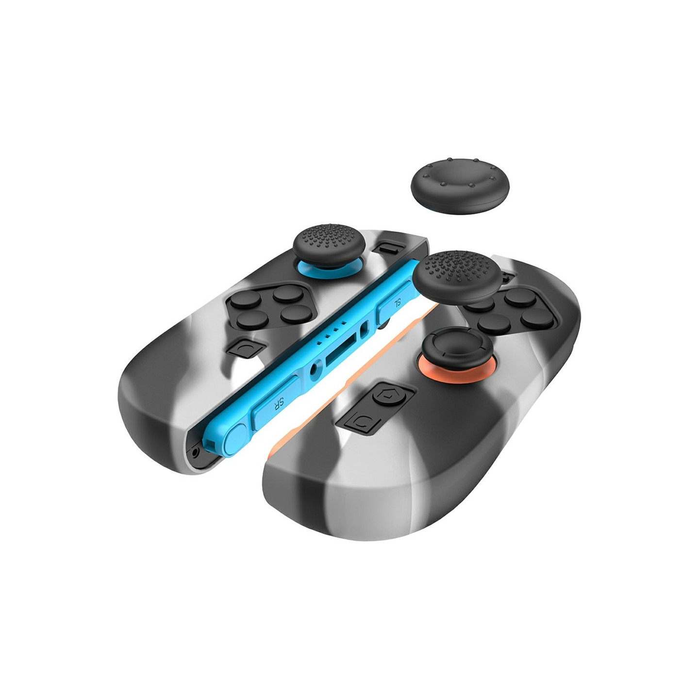 1 pari yhteensopivaa Nintendo Switch 2 -koteloa, jossa 4 suojusta, Musta-harmaa