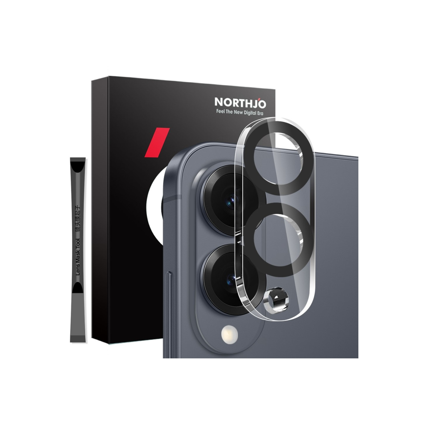 NORTHJO för Samsung Galaxy S25 Edge Härdat Glas Kameralinsskydd Svart