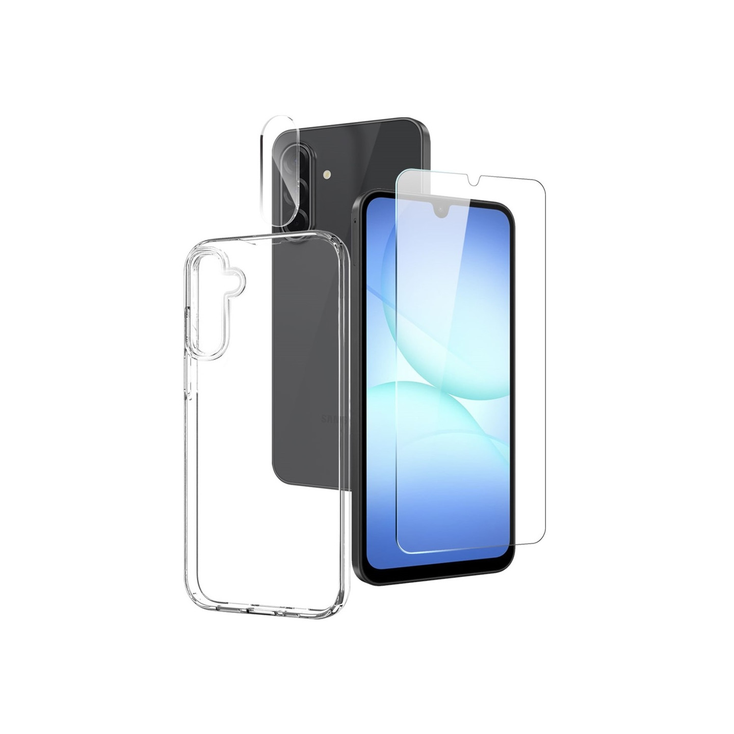 NORTHJO for Samsung Galaxy A17 TPU-deksel + Herdet glassfilm + Kameralinsebeskytter
