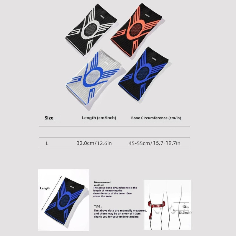 VBOSI 1 stk. elastisk støtte for kne Knestøtte Knebeskytter Omkrets 45-55 cm Størrelse L
