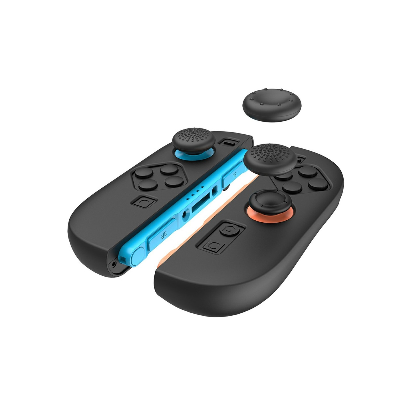 1 par Kompatibla med Nintendo Switch 2 Fodral Skal med 4 Caps Svart