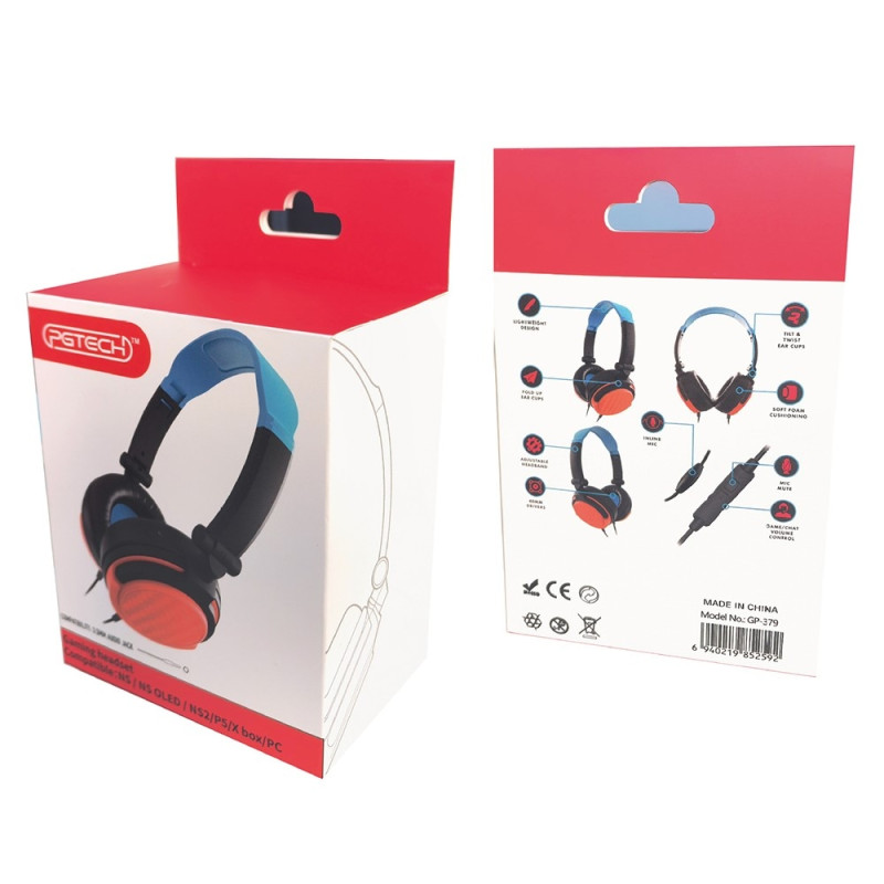 For PS5 Nintendo Switch OLED XBOX PC Gaming Headset Kablede Hodetelefoner med Mikrofon