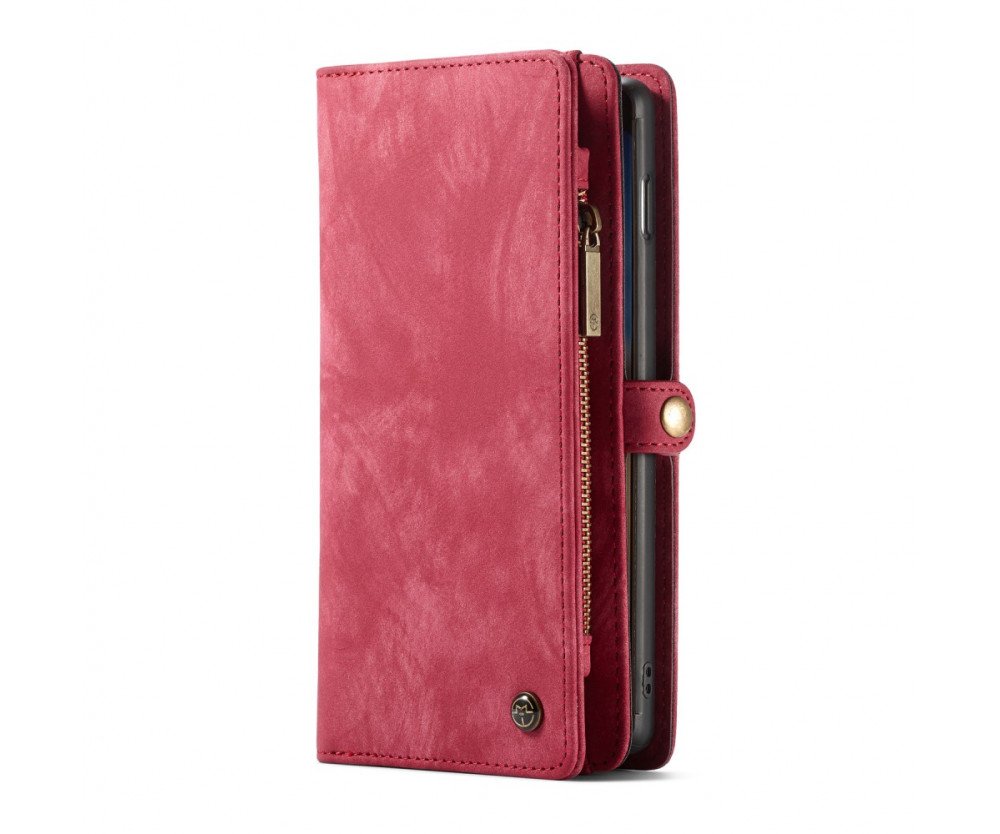 CASEME Samsung Galaxy S10 Retro läder plånboksfodral - Röd