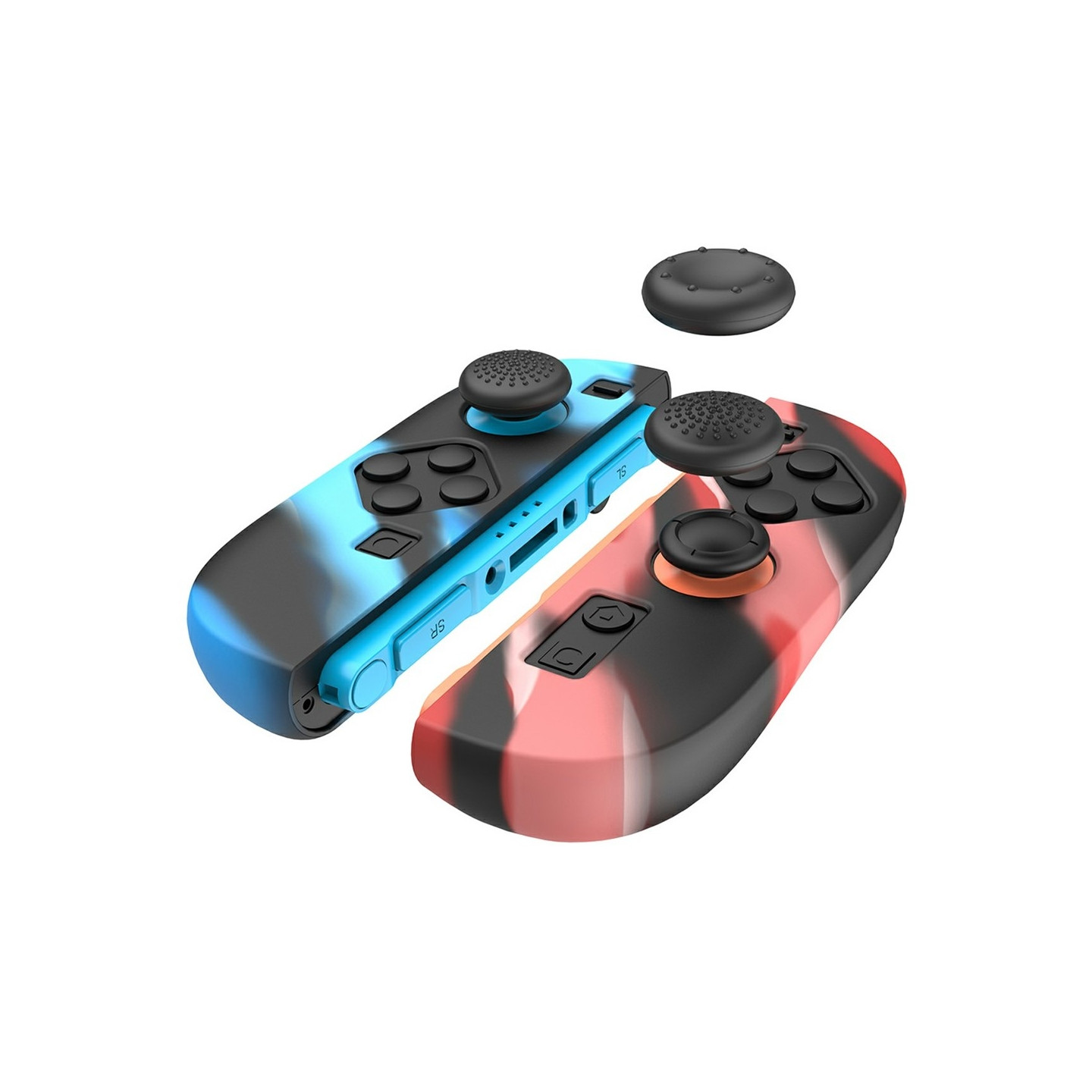 1 par kompatibel med Nintendo Switch 2 deksel med 4 hetter svart blå svart rød