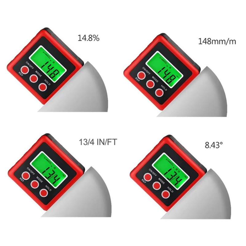 3-knappers digital vinkelmåler magnetisk vinkelgradientvater inklinometer