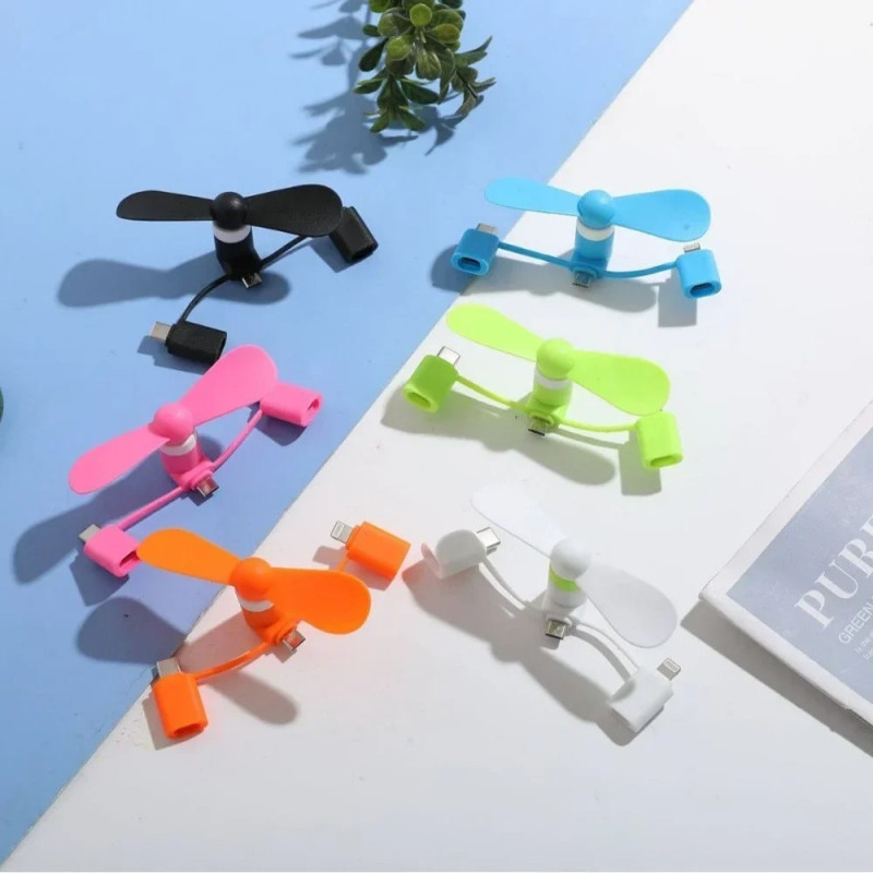Fan Cooling Fan Micro USB USB-C Lightning Mini Fan Portable Smartphone Laptop