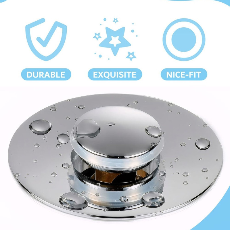 Avløpsstopp med trykknapp, pop-up-plugg, anti-tilstopping av hårfanger