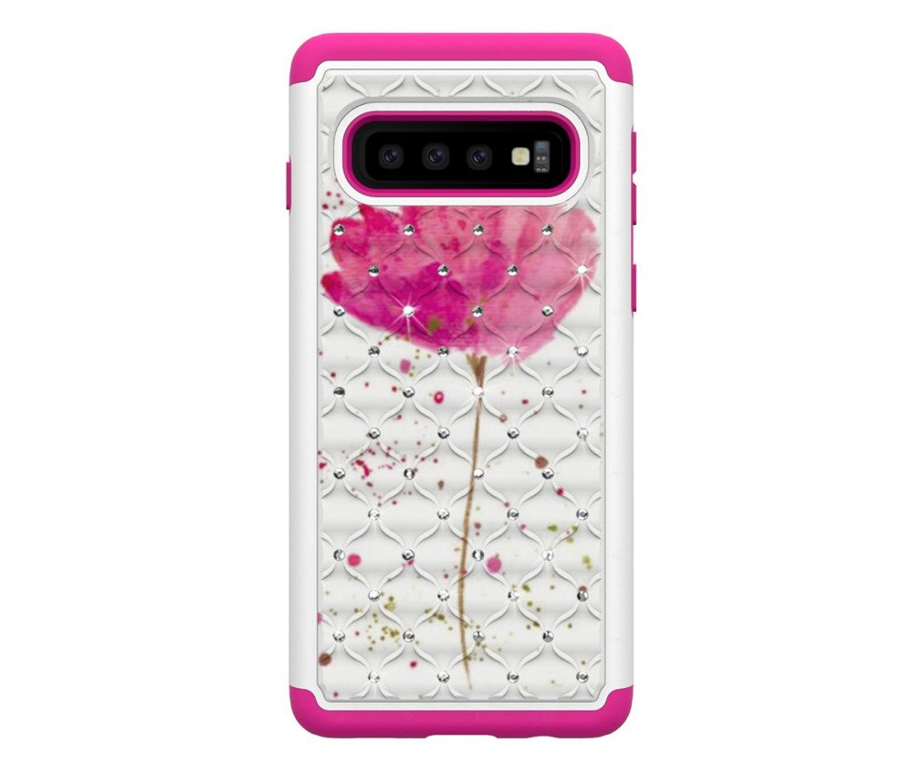 Samsung Galaxy S10 TPU-Skal Armor Extra Tåligt - Pink Flower