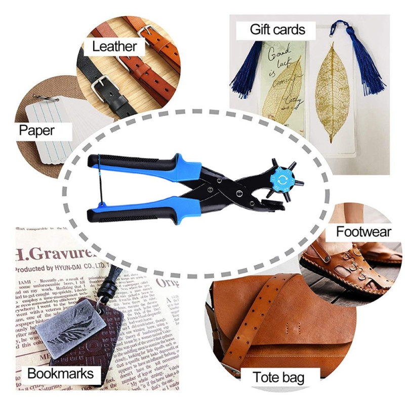 Hole Punch Leather Punch Belt Craft Tool Set - Blue