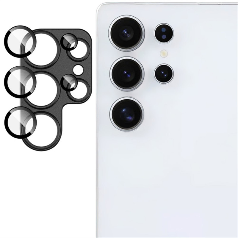 IMAK For Samsung Galaxy S25 Ultra Herdet Glass Kameralinsefilm Metall Linsebeskyttelse + Herdet Glass Linsebeskytter - Svart