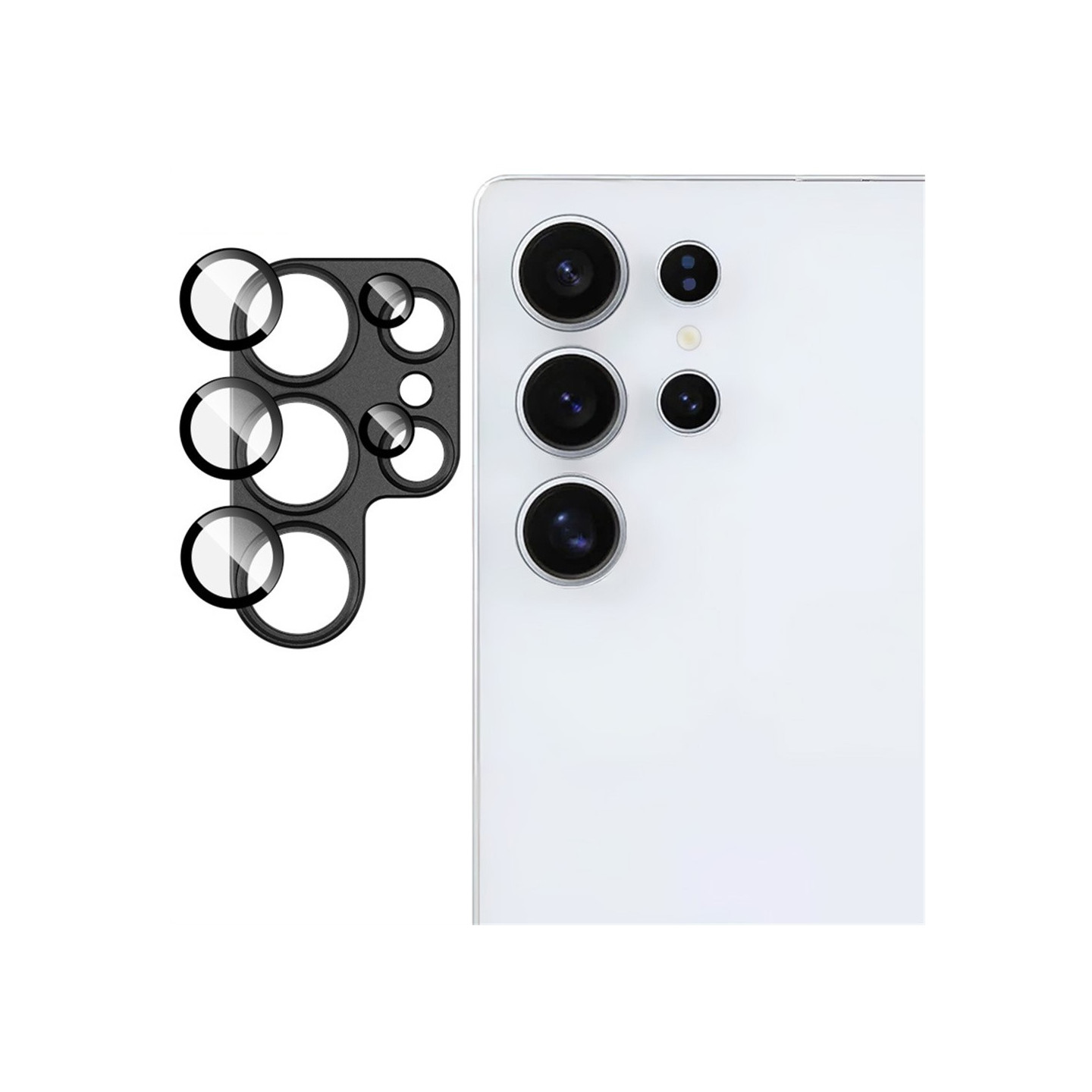IMAK For Samsung Galaxy S25 Ultra Camera Lens Film Metal Lens Cap + Tempered Glass Lens Protector - Black