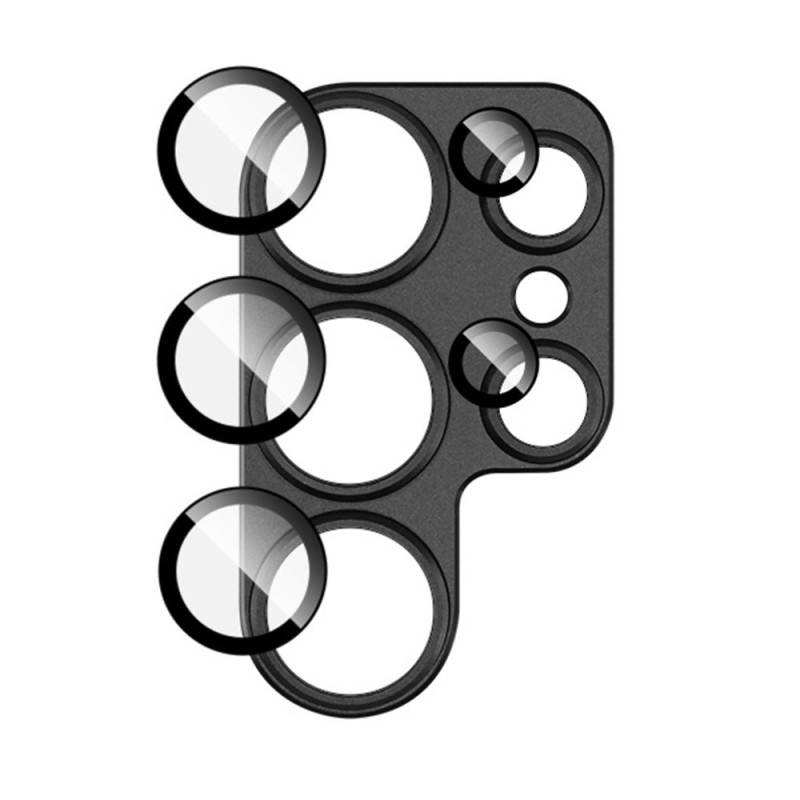 IMAK For Samsung Galaxy S25 Ultra Camera Lens Film Metal Lens Cap + Tempered Glass Lens Protector - Black