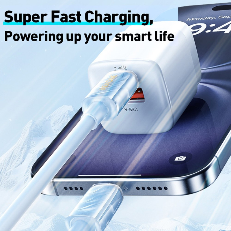 USB-C - USB-C 65W:n supernopea latauskaapeli, 480 Mbps:n nopea tiedonsiirto