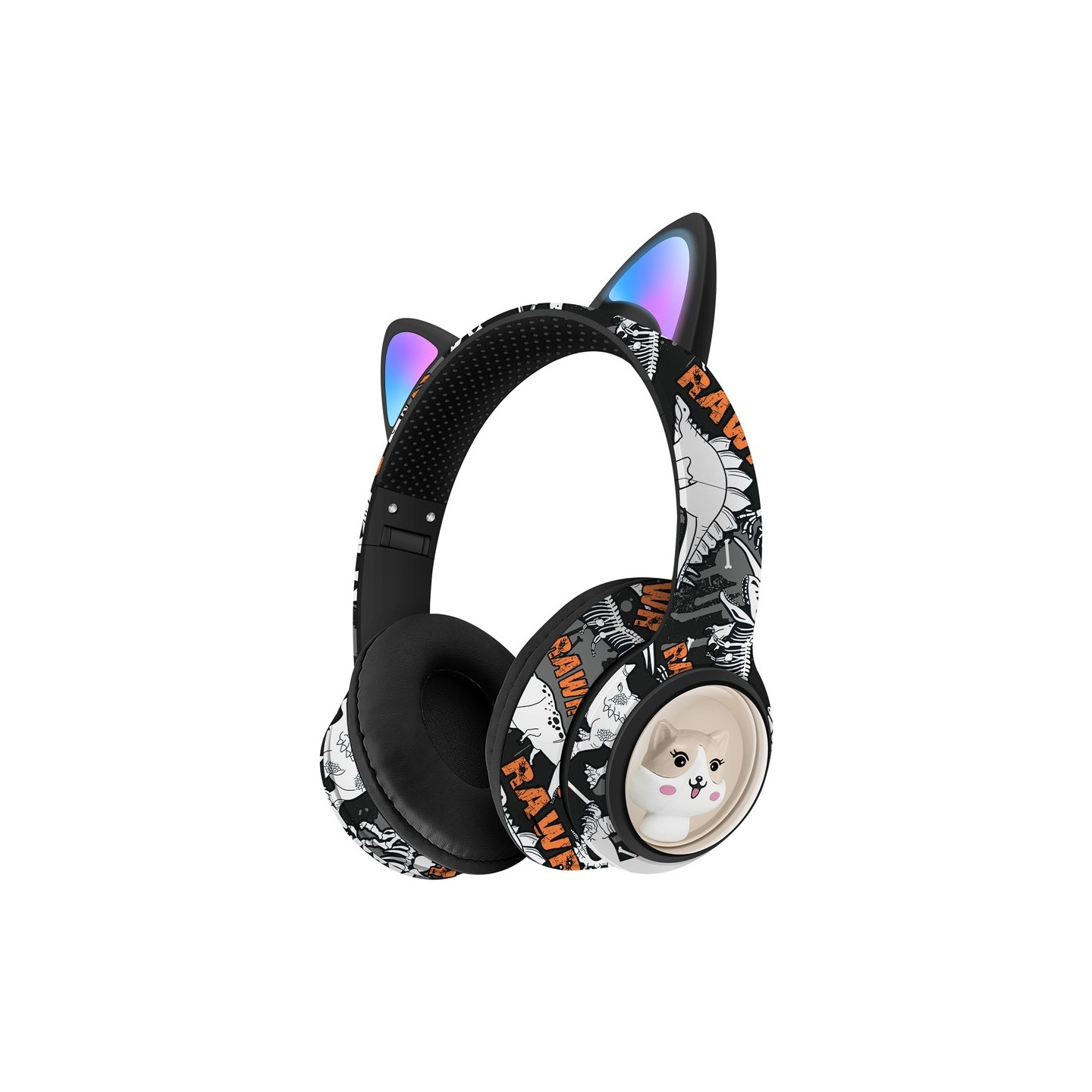 Trådlösa On-Ear hörlurar Kattöra Bluetooth FM-radio Headset Mikrofon - Svart