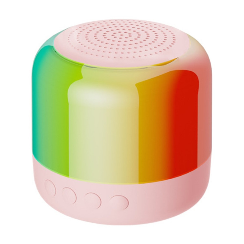 Høyttaler Bluetooth Stereo Surround Trådløs Mini Subwoofer med RGB-lys - Rosa