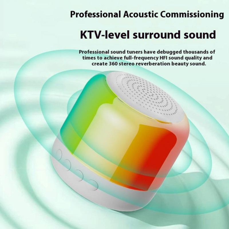 Høyttaler Bluetooth Stereo Surround Trådløs Mini Subwoofer med RGB-lys - Rosa