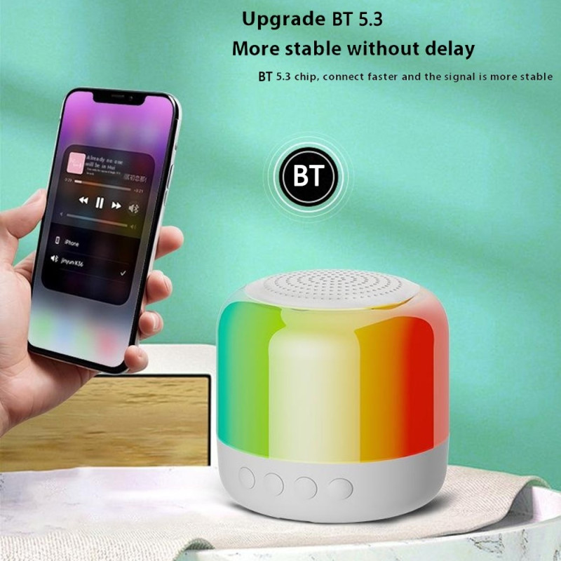 Kaiutin Bluetooth Stereo Surround Langaton Mini Subwoofer RGB-valolla - Vaaleanpunainen