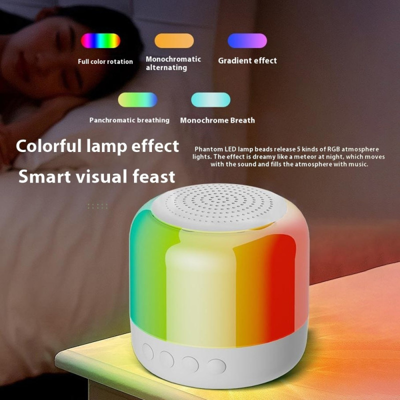 Højttaler Bluetooth Stereo Surround Trådløs Mini Subwoofer med RGB Lys - Lyserød