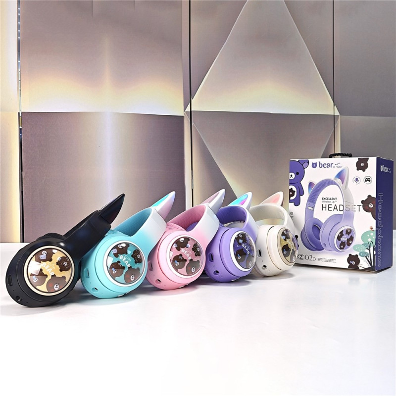 Langattomat korvakuulokkeet hehkuvalla kissankorvalla Bluetooth-pelikuulokkeilla - Musta