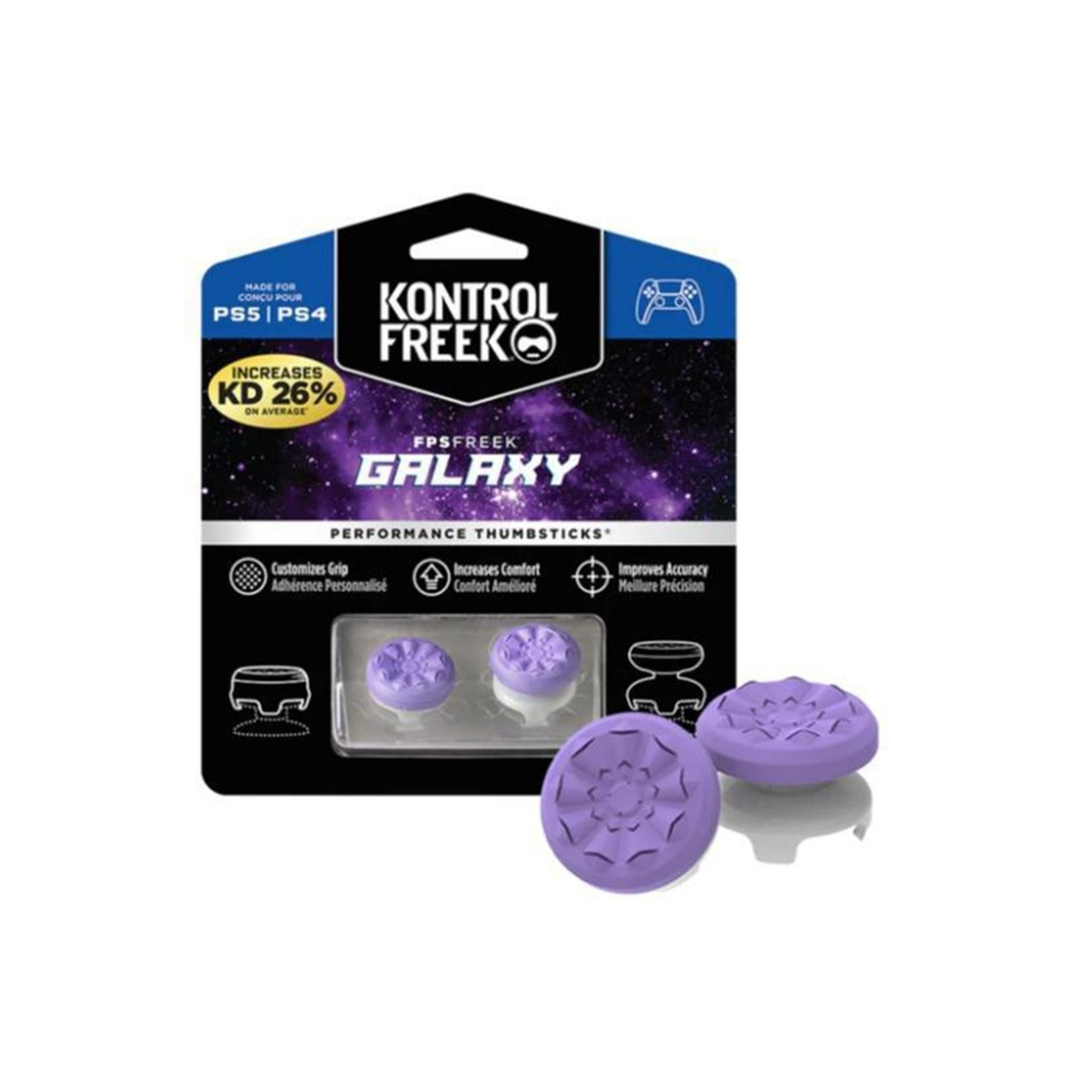 2pcs Thumb Grip Finger Grip for Sony PlayStation 5 / 4 thumbstick extender - purple