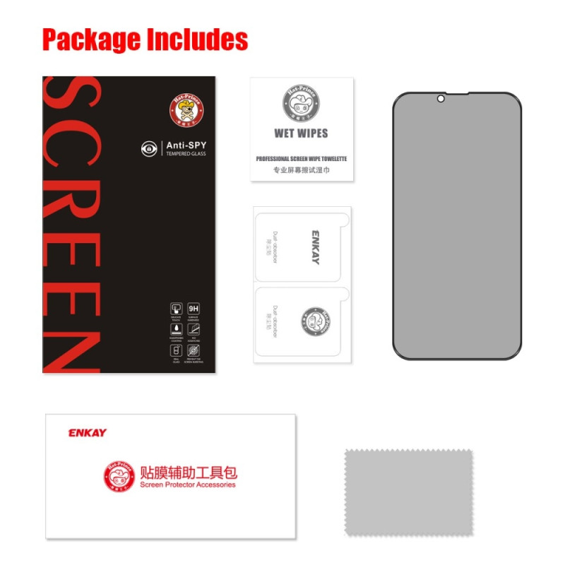 For iPhone 17e / 16e Privacy Skjermbeskytter ENKAY 28-graders Anti-Spy Herdet Glass