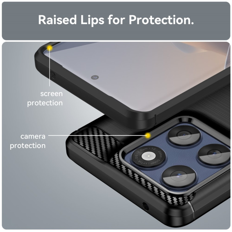 För Motorola Edge 60 5G / 60 Fusion 5G Skal Skyddande Telefonskal Kol-fiberstruktur Borstad