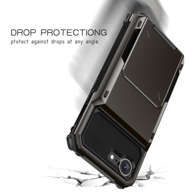 Til iPhone 17e / 16e Cover PC+TPU Dobbeltlag Bagside med Kortholder – Sort