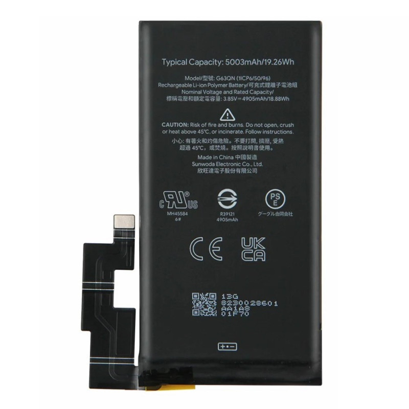 Batteri til Google Pixel 6 Pro 5G 3,85 V 4905 mAh Li-Polymer Kode: G63QN