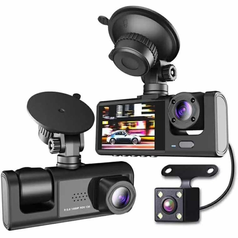 WIFI Bil Dash Cam HD 1080P Fram/Inuti/Bakre 3 Linser Bil DVR Parkeringsinspelare