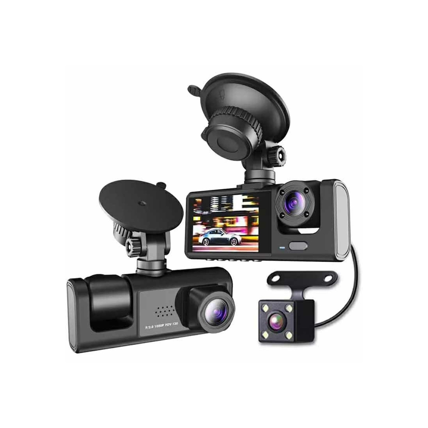 WIFI Bil Dash Cam HD 1080P Foran/Indeni/Bag 3 Linser Bil DVR Parkeringsoptager