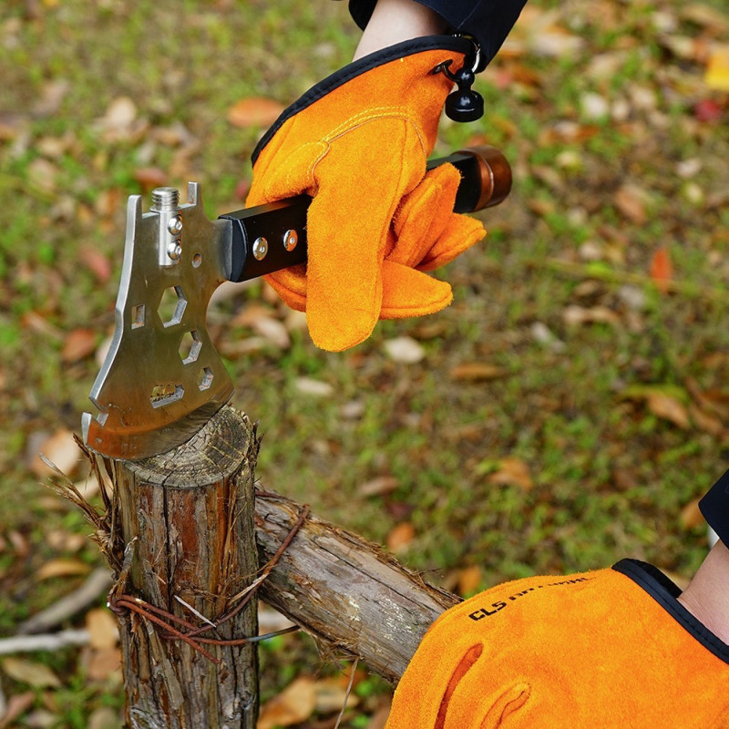 Grillhandsker i spaltet læder, varmeisolerende og skoldningssikre handsker