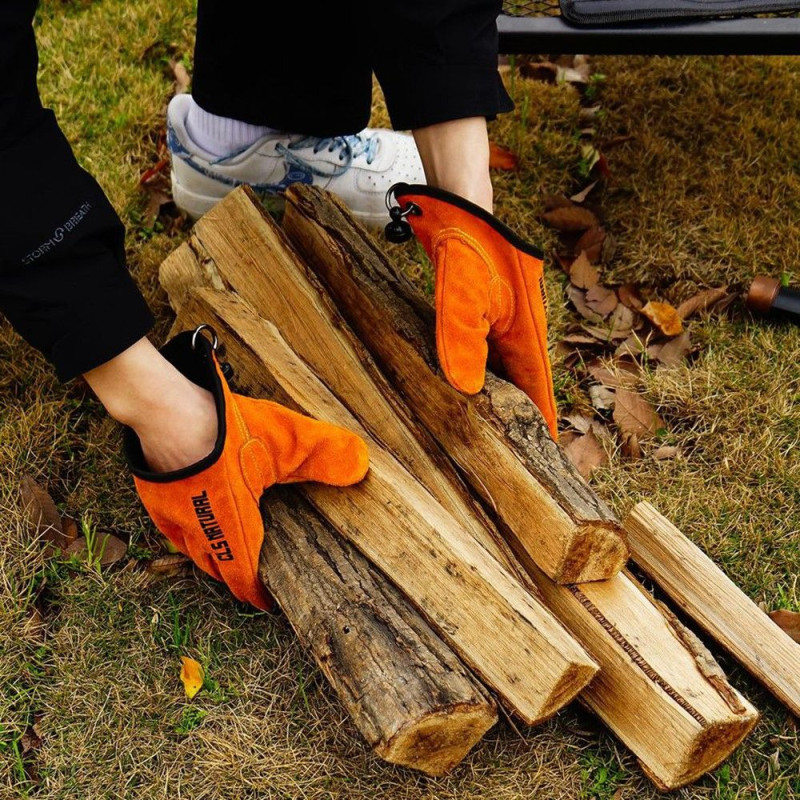 Split leather grill gloves heat insulating scald-proof gloves