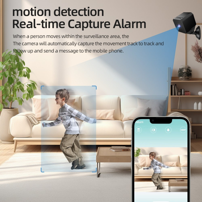 Turvakamera + 32GB yönäkövalvonta liiketunnistuksella ja etäkatselulla