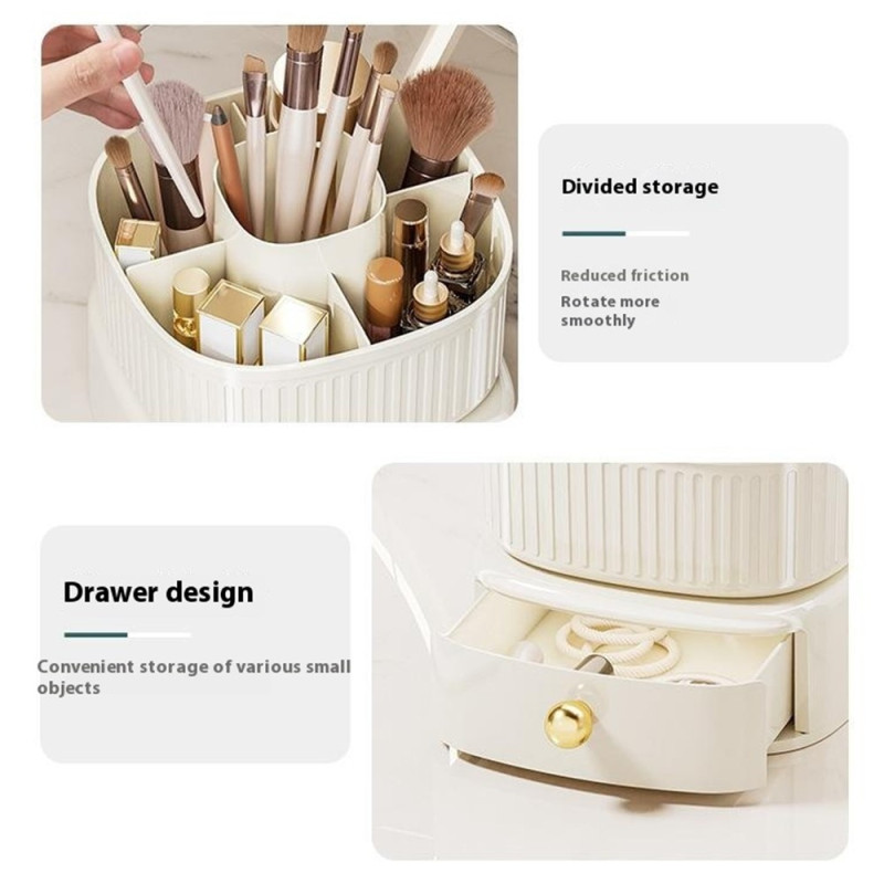 Organize Your Makeup Rotating Makeup Organizer with Drawer Storage Rack