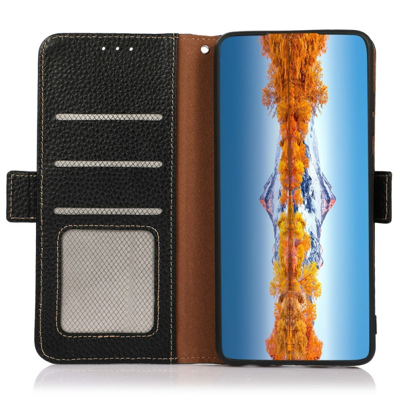 KHAZNEH Samsung Galaxy XCover7 Pro Puhelinlompakko Aidosta Nahasta Flip-kotelolla - Musta